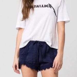 Navy Satin Shorts from TILLYS